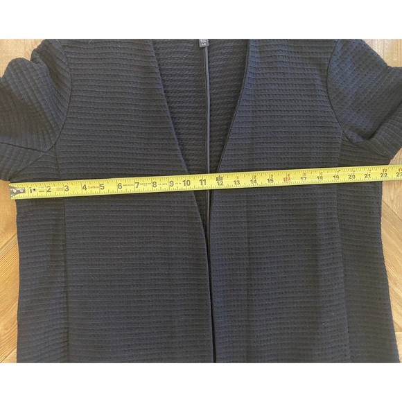 Eileen Fisher Classic Black Geometric Stretch Textured Open Front Jacket Large - Picture 7 of 9